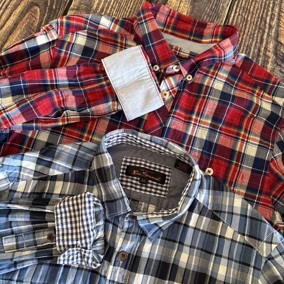 Ben Sherman Other - Ben Sherman Mens Multicolor Plaid Flip Cuff Button Up Shirts Size M Lot Of 2